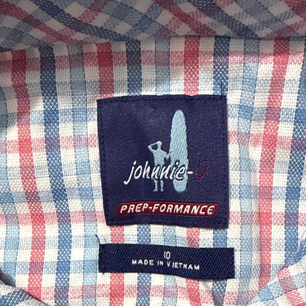 johnnie-O Blue and Red Plaid Button Down Shirt Size 10 - Picture 7 of 7
